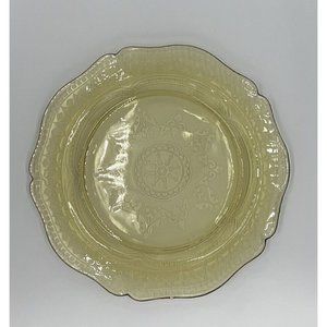 Vintage Federal Glass Amber Yellow Depression Patrician/Spoke Notched Plate 11”